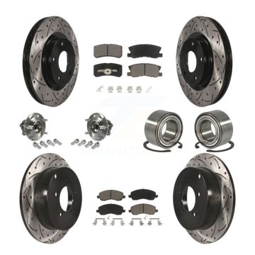 Front Rear Hub Bearing Coated Disc Brake Rotor & Pads Kit (10Pc) For Mitsubishi Outlander KBB-117514