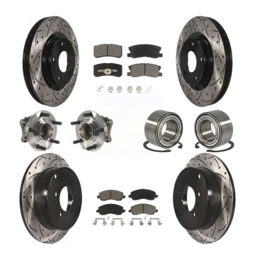 Front Rear Hub Bearing Coated Disc Brake Rotor & Pads Kit (10Pc) For Mitsubishi Outlander KBB-117515