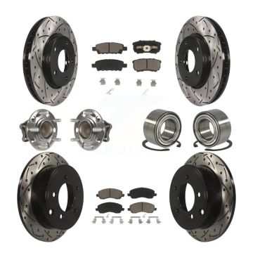 Front Rear Hub Bearing Coated Disc Brake Rotors And Pads Kit (10Pc) For Mitsubishi Lancer KBB-117522
