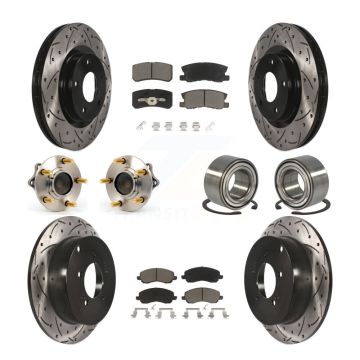 Front Rear Hub Bearing Coated Disc Brake Rotor & Pads Kit (10Pc) For Mitsubishi Outlander KBB-117523