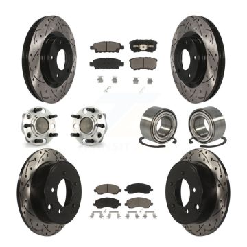 Front Rear Wheel Hub Bearing Coated Disc Brake Rotor And Pad Kit (10Pc) For Dodge Caliber KBB-117524