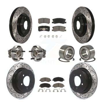 Front Rear Hub Bearing Coated Disc Brake Rotor Pad Kit (10Pc) For 2012 Mitsubishi RVR FWD KBB-117527
