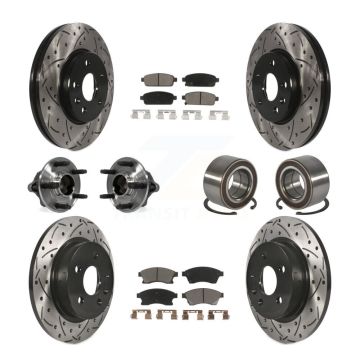 Front Rear Hub Bearings Coated Disc Brake Rotors And Pads Kit (10Pc) For Chevrolet Sonic KBB-117530