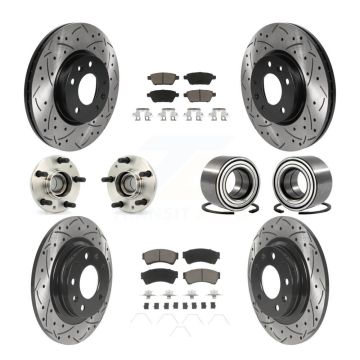 Front Rear Hub Bearing Coated Brake Rotor Pads Kit (10Pc) For Ford Fusion Mazda 6 Lincoln KBB-117533