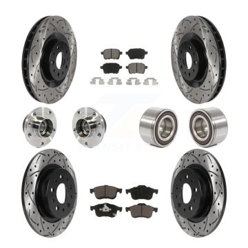 Front Rear Hub Bearing Coated Disc Brake Rotor And Pad Kit (10Pc) For 2014-2018 Fiat 500L KBB-117534