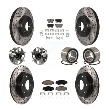 Front Rear Hub Bearing Coated Disc Brake Rotor And Ceramic Pad Kit (10Pc) For Honda Civic KBB-117541