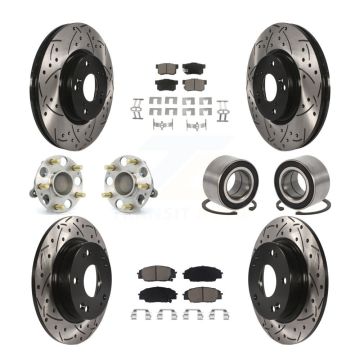 Front Rear Hub Bearing Coated Disc Brake Rotor & Pad Kit (10Pc) For Honda Civic Acura CSX KBB-117543