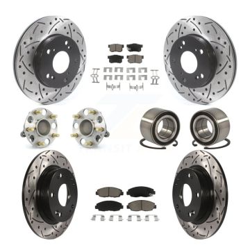 Front Rear Hub Bearing Coated Disc Brake Rotor And Ceramic Pad Kit (10Pc) For Honda Civic KBB-117544