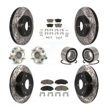Front Rear Hub Bearing Coated Disc Brake Rotors And Ceramic Pads Kit (10Pc) For Acura CSX KBB-117545
