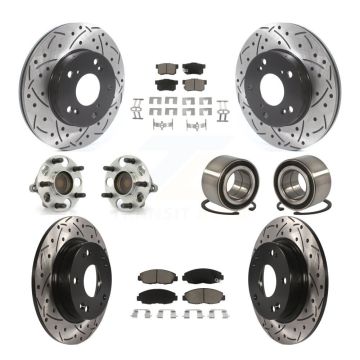 Front Rear Hub Bearing Coated Disc Brake Rotor And Ceramic Pad Kit (10Pc) For Honda Civic KBB-117547
