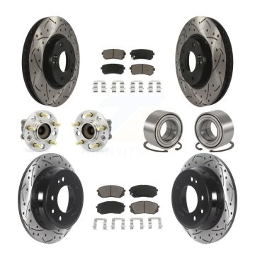 Front Rear Hub Bearing Coated Brake Rotor Pads Kit (10Pc) For Hyundai Tucson Kia Sportage KBB-117548