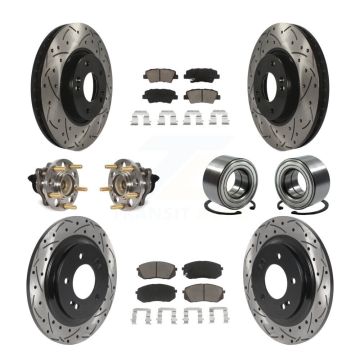 Front Rear Hub Bearing Coated Disc Brake Rotor And Ceramic Pad Kit (10Pc) For Kia Soul EV KBB-117554