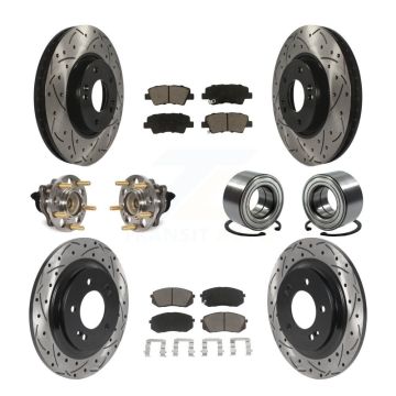 Front Rear Hub Bearing Coated Disc Brake Rotor And Ceramic Pad Kit (10Pc) For Kia Soul EV KBB-117555
