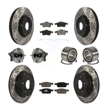 Front Rear Hub Bearing Coat Brake Rotor Pad Kit (10Pc) For Ford Escape AWD with 2.0L 1.6L KBB-117560