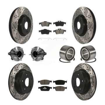 Front Rear Hub Bearing Coated Brake Rotor & Pads Kit (10Pc) For Ford Escape FWD with 2.0L KBB-117561