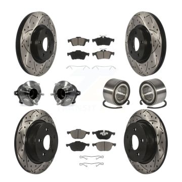 Front Rear Hub Bearing Coated Disc Brake Rotors And Pads Kit (10Pc) For Ford Escape C-Max KBB-117562