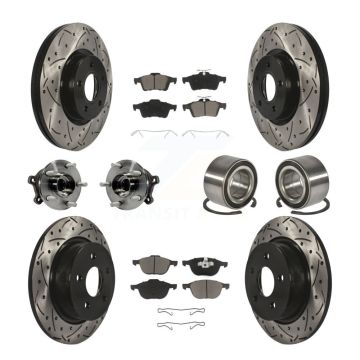 Front Rear Hub Bearing Coated Brake Rotor & Pads Kit (10Pc) For Ford Escape AWD with 2.5L KBB-117563