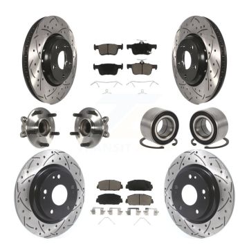 Front Rear Hub Bearing Coated Disc Brake Rotor And Ceramic Pad Kit (10Pc) For Honda Civic KBB-117574