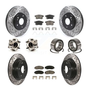 Front Rear Hub Bearing Coated Disc Brake Rotor Pads Kit (10Pc) For Honda Accord Acura TSX KBB-117577