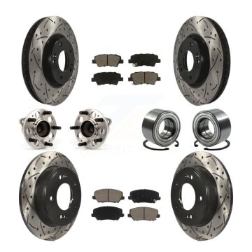 Front Rear Hub Bearing Coat Brake Rotor Pads Kit (10Pc) For Hyundai Veloster Turbocharged KBB-117582
