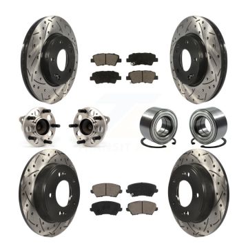 Front Rear Hub Bearing Coated Brake Rotor Pads Kit (10Pc) For Hyundai Veloster Elantra GT KBB-117583