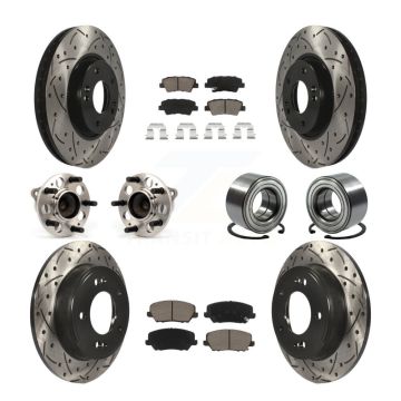 Front Rear Hub Bearings Coated Disc Brake Rotors And Pads Kit (10Pc) For Kia Forte Forte5 KBB-117584