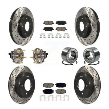 Front Rear Hub Bearing Coated Disc Brake Rotor And Pads Kit (10Pc) For 2014-2016 Kia Soul KBB-117590