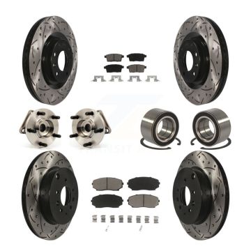Front Rear Hub Bearing Coated Brake Rotor And Pad Kit (10Pc) For 2007-2015 Mazda CX-9 AWD KBB-117595