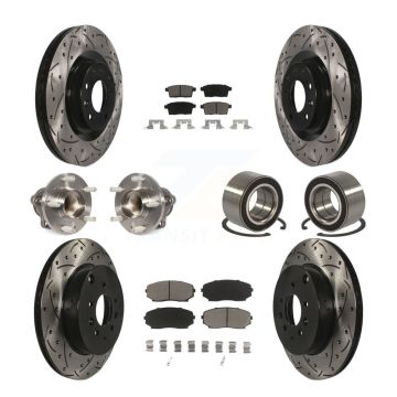 Front Rear Hub Bearing Coated Brake Rotor And Pad Kit (10Pc) For 2007-2015 Mazda CX-9 FWD KBB-117596