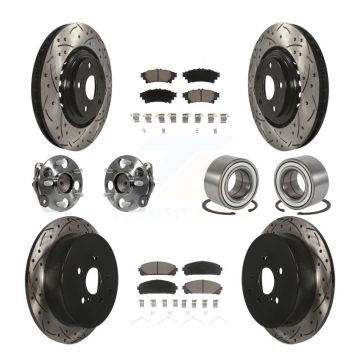 Front Rear Hub Bearing Coated Brake Rotor Pads Kit (10Pc) For 2011-2020 Toyota Sienna FWD KBB-117598