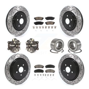 Front Rear Hub Bearing Coated Disc Brake Rotor & Pads Kit (10Pc) For 2016 Lexus RX350 AWD KBB-117601