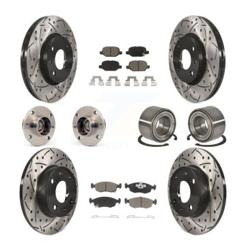 Front Rear Hub Bearings Coated Disc Brake Rotors And Ceramic Pads Kit (10Pc) For Fiat 500 KBB-117602