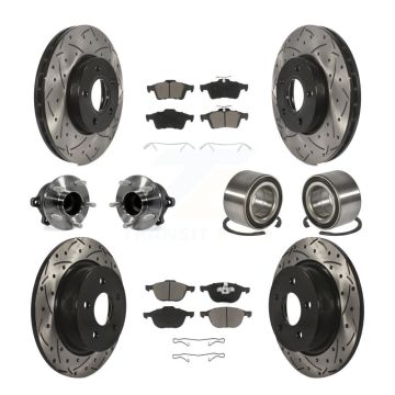 Front Rear Hub Bearing Coated Disc Brake Rotor And Ceramic Pads Kit (10Pc) For Ford C-Max KBB-117605