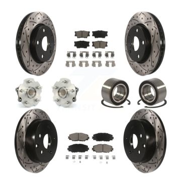 Front Rear Hub Bearing Coated Disc Brake Rotors And Pads Kit (10Pc) For 2010 Lexus HS250h KBB-117610