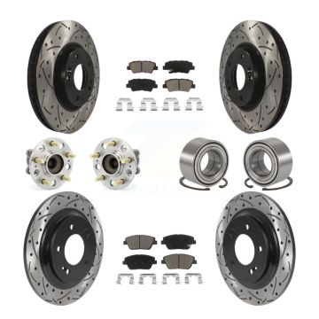 Front Rear Hub Bearing Coated Brake Rotor & Pads Kit (10Pc) For 2013-2015 Kia Optima 2.4L KBB-117612
