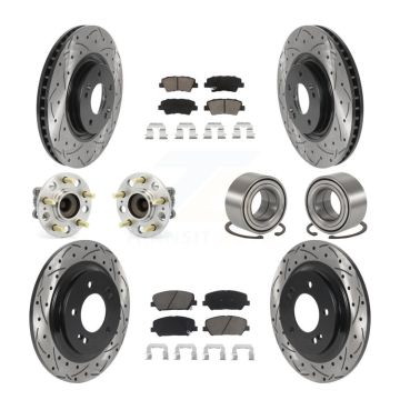 Front Rear Hub Bearing Coated Brake Rotor & Pads Kit (10Pc) For 2013-2015 Kia Optima 2.0L KBB-117613