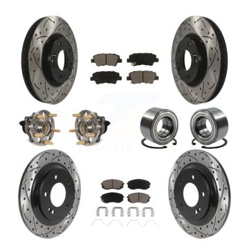 Front Rear Hub Bearing Coated Disc Brake Rotor & Pad Kit (10Pc) For 2017-2019 Kia Soul EV KBB-117618