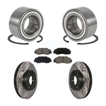 Front Wheel Bearing Coated Drill Slot Brake Rotor Pad Kit For 1998-2002 Honda Accord 3.0L KBB-117624