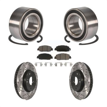 Front Wheel Bearing Coated Drilled Slotted Disc Brake Rotor And Pads Kit For Honda Accord KBB-117626