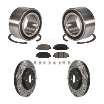 Front Wheel Bearing Coated Drilled Slotted Disc Brake Rotor And Pads Kit For Honda Accord KBB-117627