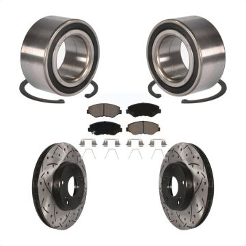 Front Wheel Bearing Coated Drilled Slotted Disc Brake Rotor And Pads Kit For Honda Accord KBB-117628