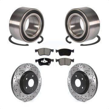 Front Wheel Bearing Coated Drilled Slotted Disc Brake Rotor And Pads Kit For Honda Accord KBB-117630