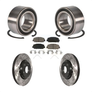 Front Wheel Bearing Coated Drilled Slotted Disc Brake Rotor And Pads Kit For Honda Accord KBB-117631