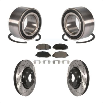 Front Wheel Bearing Coated Drilled Slotted Disc Brake Rotor And Pads Kit For Honda Accord KBB-117632