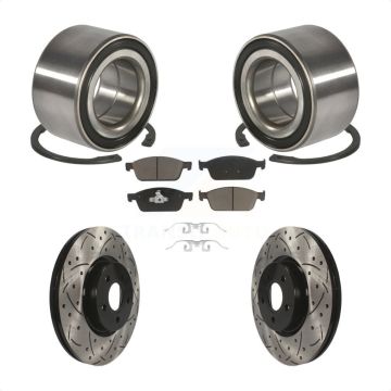 Front Wheel Bearing Coated Drilled Slot Brake Rotor & Pad Kit For 2013-2018 Ford Focus ST KBB-117636
