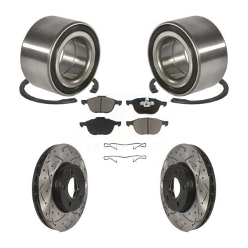Front Wheel Bearing Coated Drilled Slotted Disc Brake Rotor Pads Kit For Ford Focus C-Max KBB-117637
