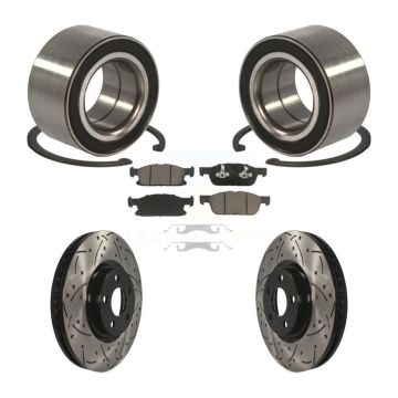 Front Wheel Bearing Coated Drilled Slotted Disc Brake Rotors And Pads Kit For Ford Edge KBB-117639