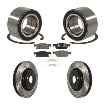 Front Wheel Bearing Coated Drilled Slotted Disc Brake Rotors And Pads Kit For Ford Edge KBB-117640