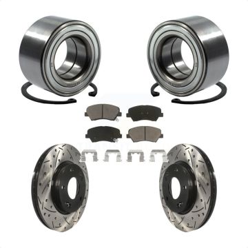 Front Wheel Bearing Drill Slot Brake Rotor Pad Kit For Hyundai Elantra GT Kia Forte Coupe KBB-117643