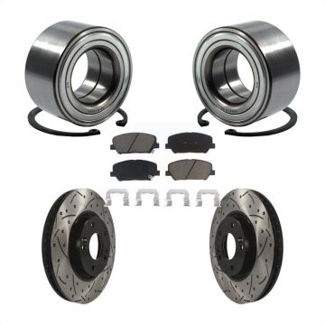 Front Wheel Bearing Coat Drill Slot Brake Rotor Pad Kit For Hyundai Veloster Turbocharged KBB-117644